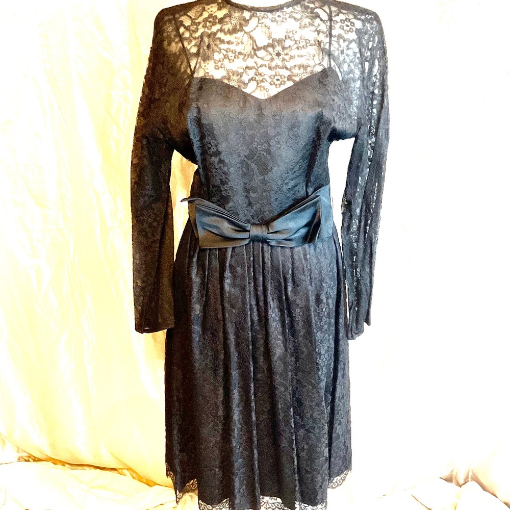 Vintage 1950s L’aiglon Black Lace Dress. - image 3